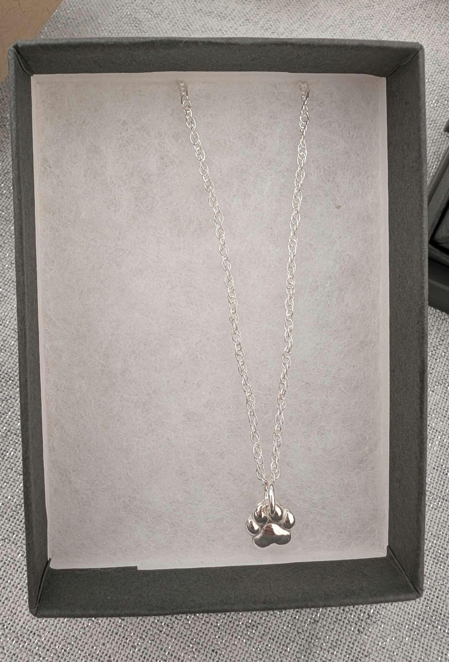 Handmade Paw Print Charm Necklace | Dainty Sterling Silver Paw Print Pendant