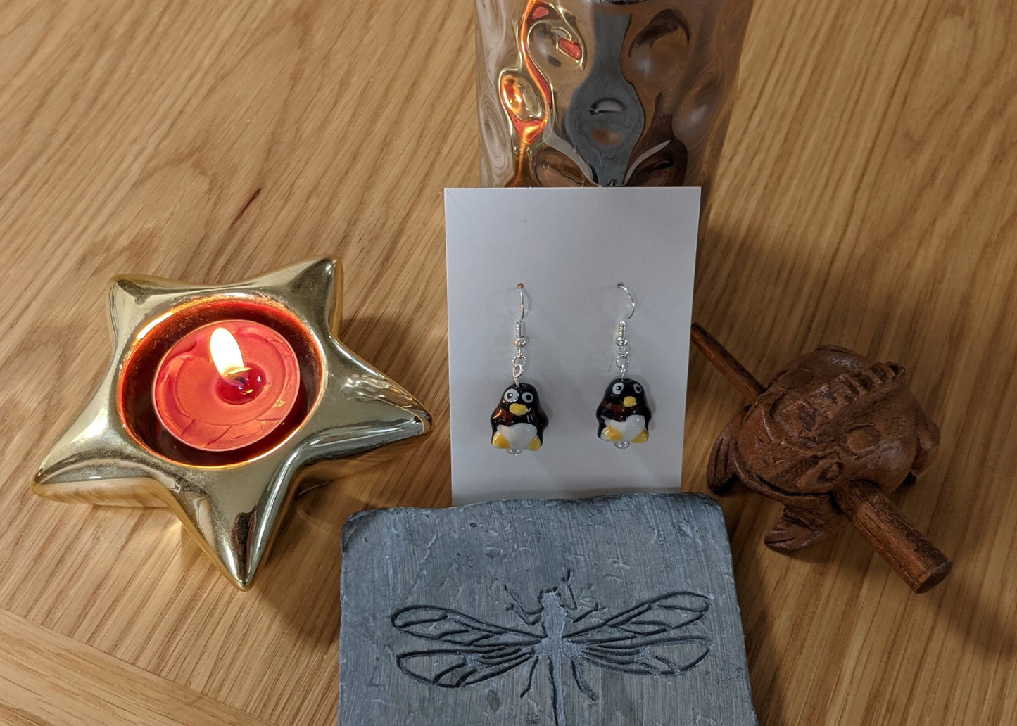 Penguin Earrings, Christmas jewellery, Winter Earrings, penguin jewellery, Earrings for a penguin lover gift, silver hooks, surgical steel