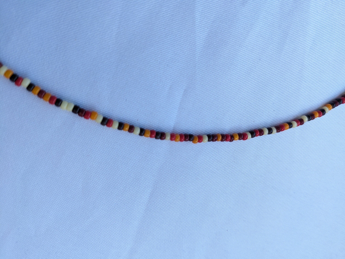 Autumnal tiny seed beaded layering necklace, minimal necklace, bright autumn tones