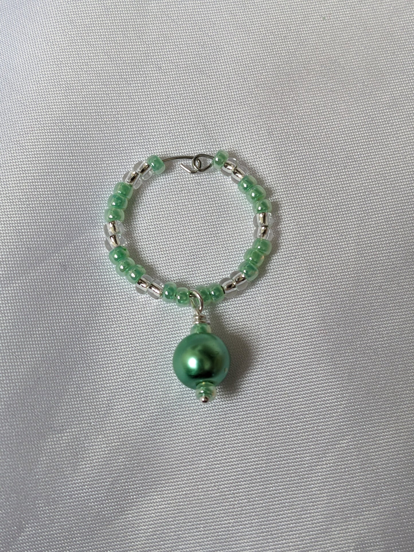 Coloured Wine Glass Charms - Wire Wrapped Pearlescent Glass Bead Wine Glass Charms