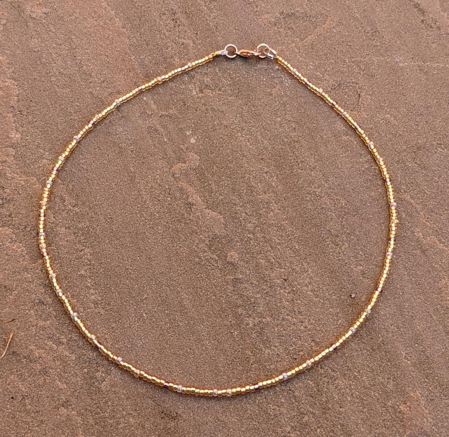 Gold Colour Tiny Bead Necklace | Layering Dainty Bead Pretty Necklace