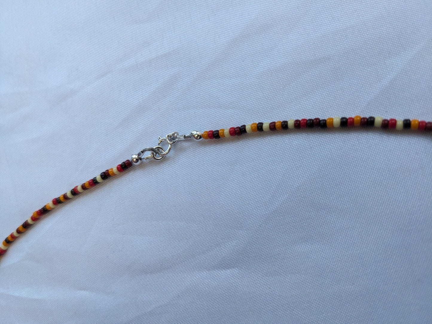 Autumnal tiny seed beaded layering necklace, minimal necklace, bright autumn tones