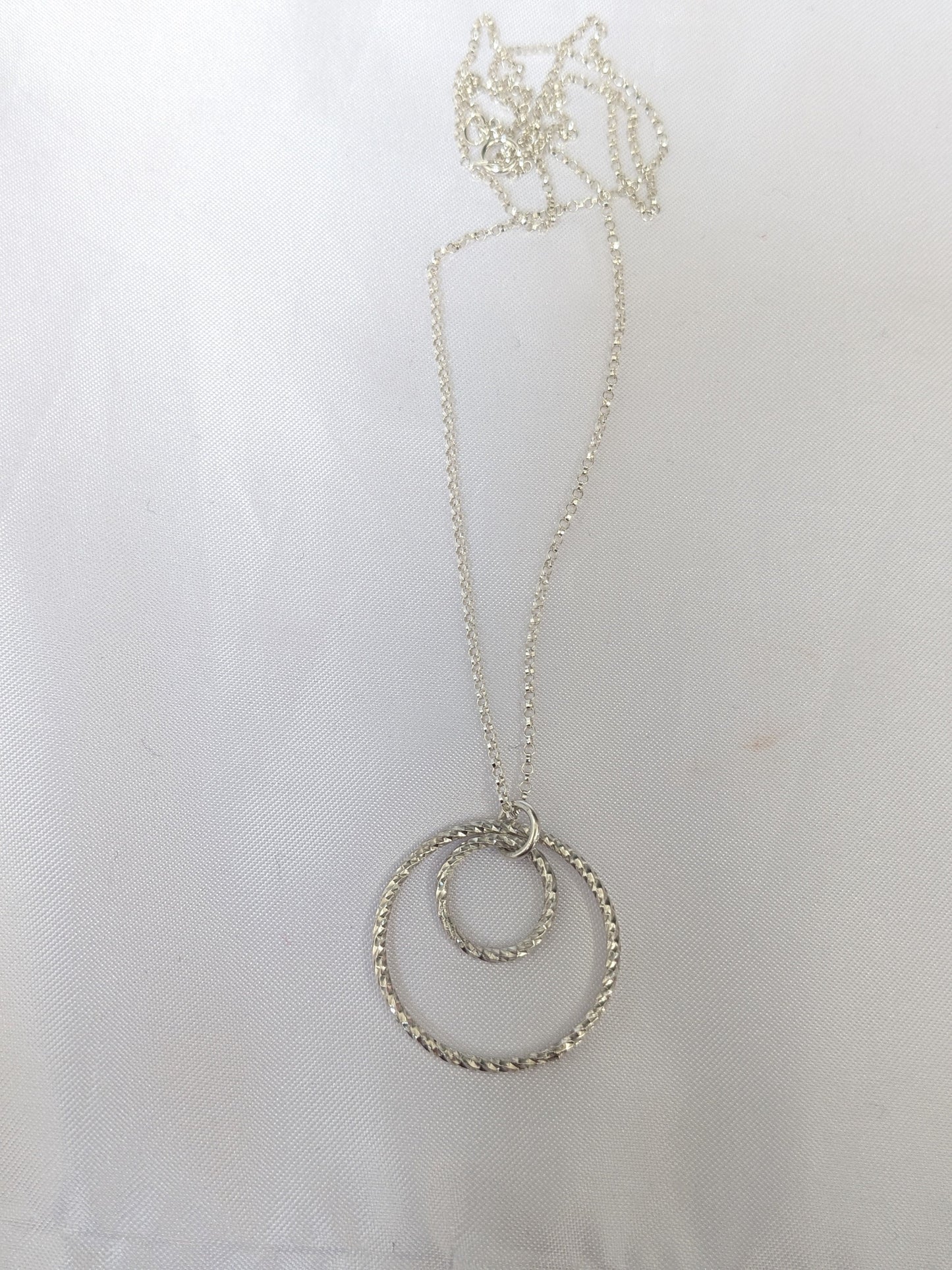 Sterling silver thick geometric double circle necklace, 20" chain, sterling silver jewelry, handmade gift for silver lover, gift for wife