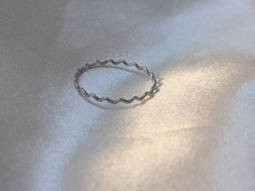 Tiny Wiggly Wave Ring - Sterling Silver Minimalist Ring - Handmade Delicate Ring