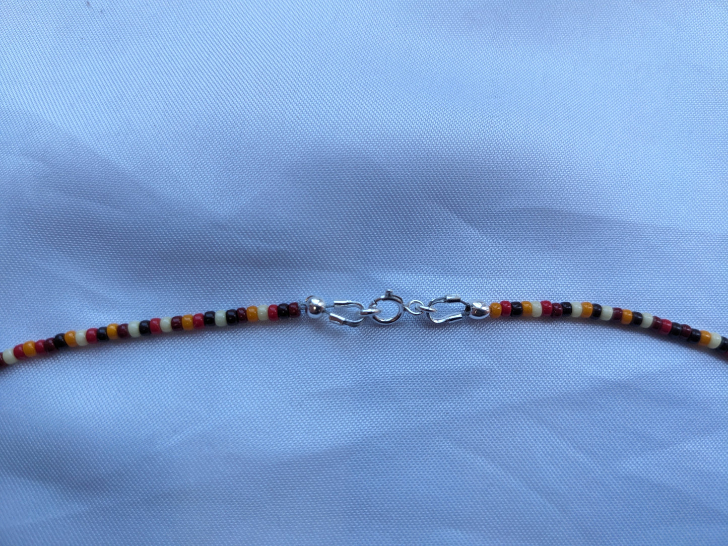 Autumnal tiny seed beaded layering necklace, minimal necklace, bright autumn tones