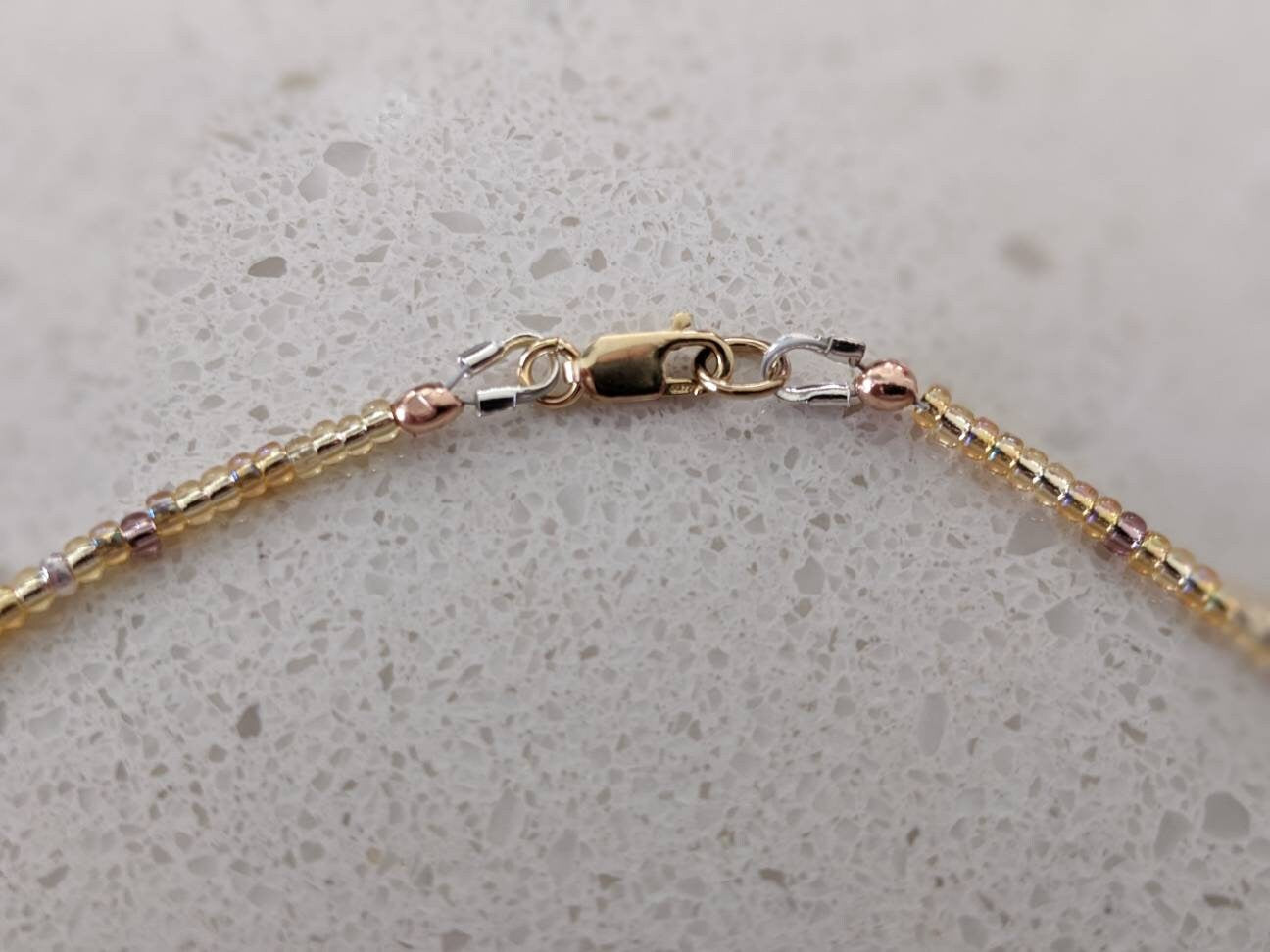 Gold Colour Tiny Bead Necklace | Layering Dainty Bead Pretty Necklace