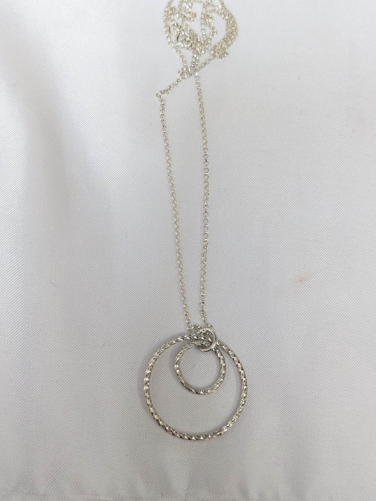 Sterling silver thick geometric double circle necklace, 20" chain, sterling silver jewelry, handmade gift for silver lover, gift for wife