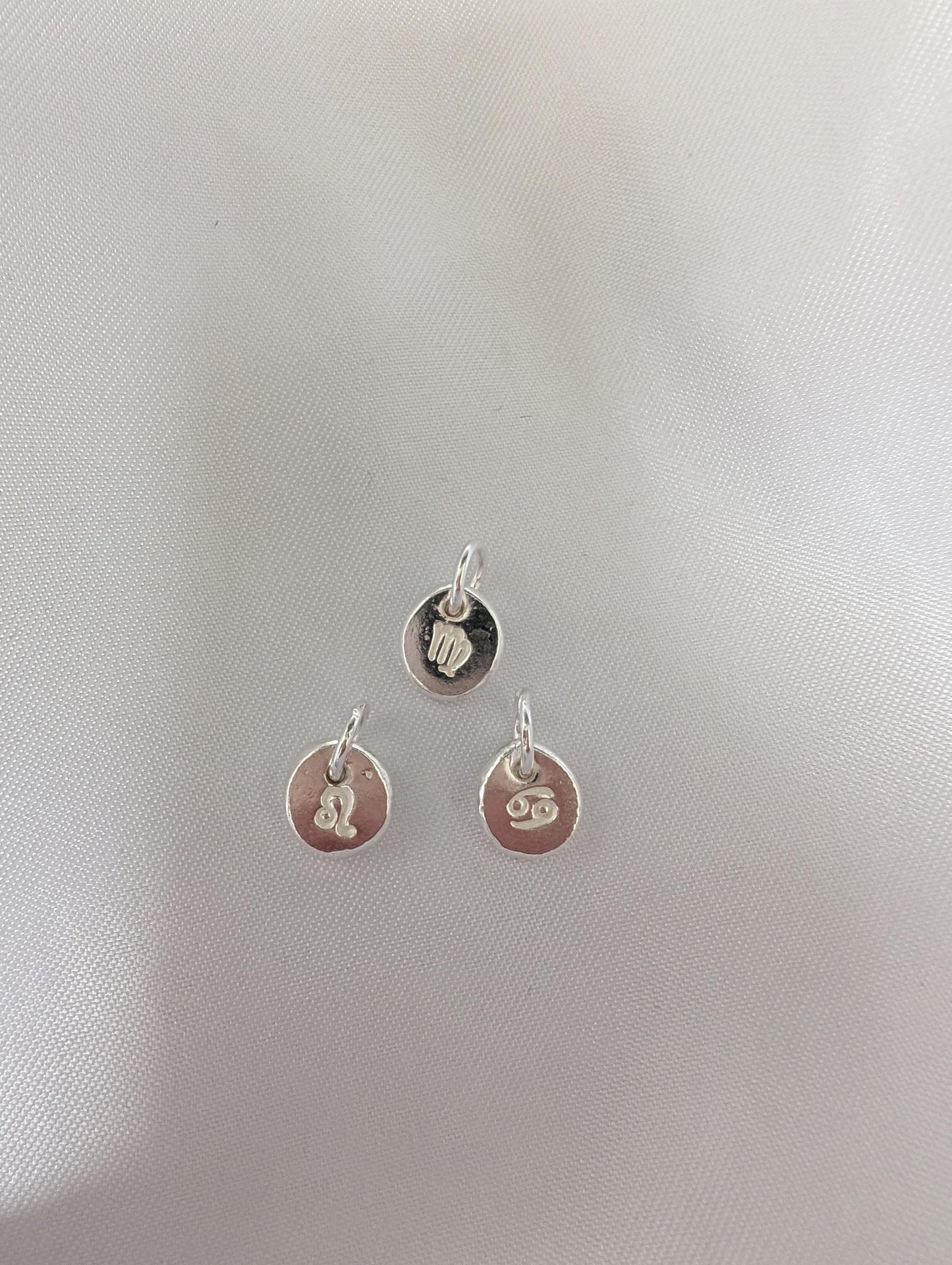 Handmade hand stamped sterling silver star sign charms - astrology charms