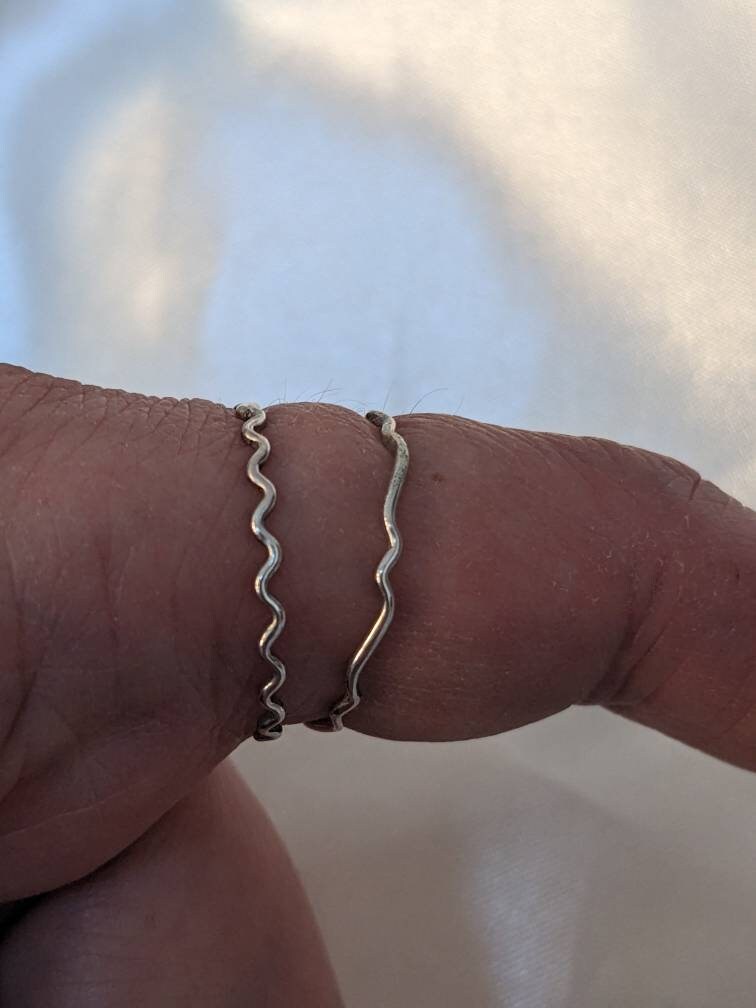 Tiny Wiggly Wave Ring - Sterling Silver Minimalist Ring - Handmade Delicate Ring