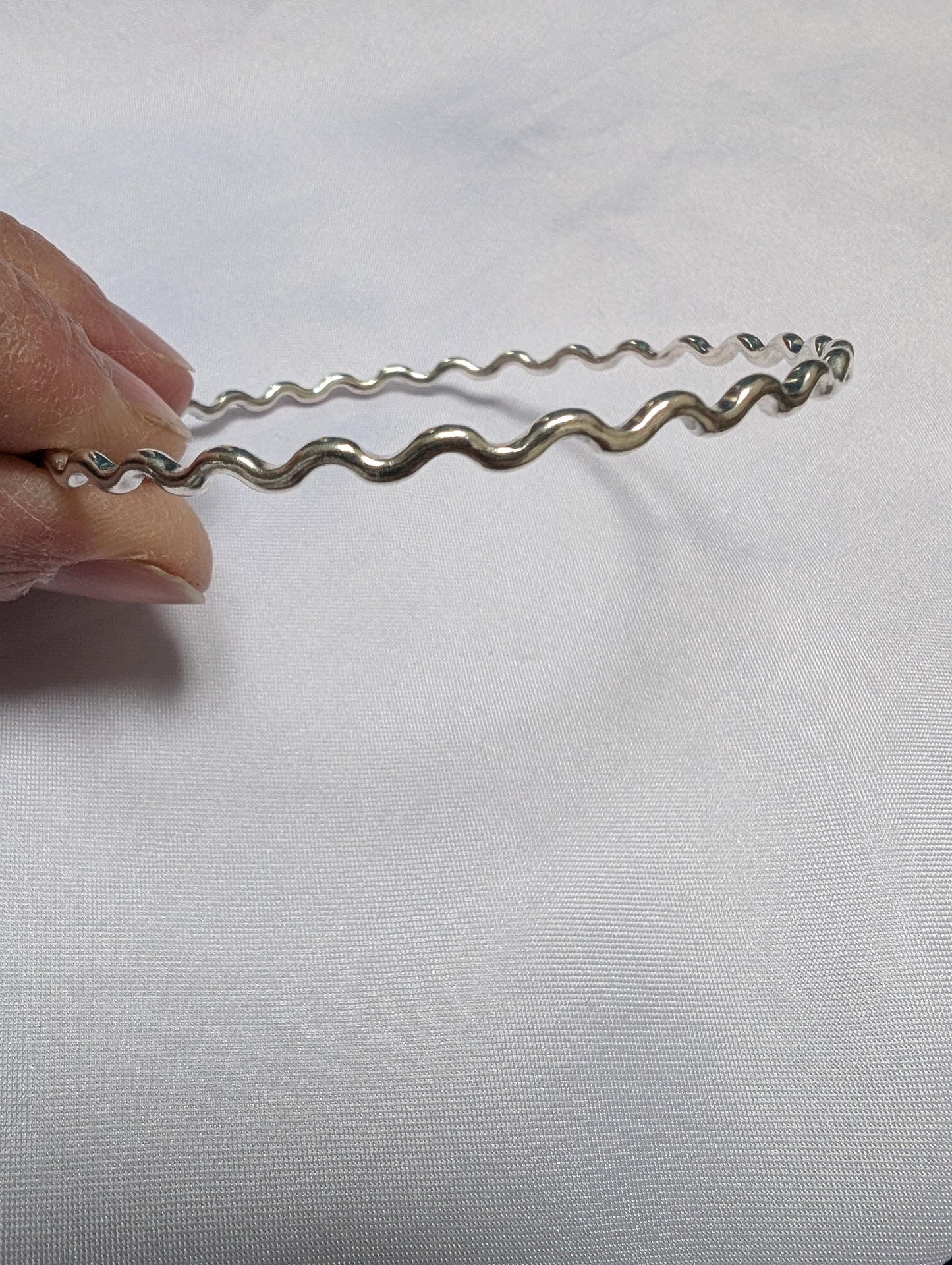 Sterling Silver Solid Wavy Bangle | wiggly stacking bangle