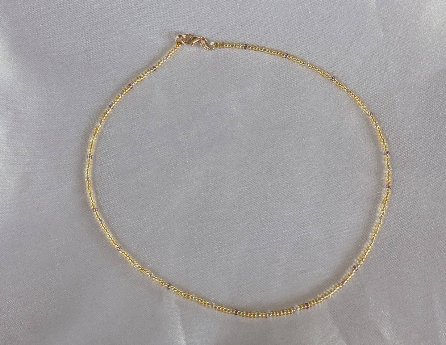 Gold Colour Tiny Bead Necklace | Layering Dainty Bead Pretty Necklace