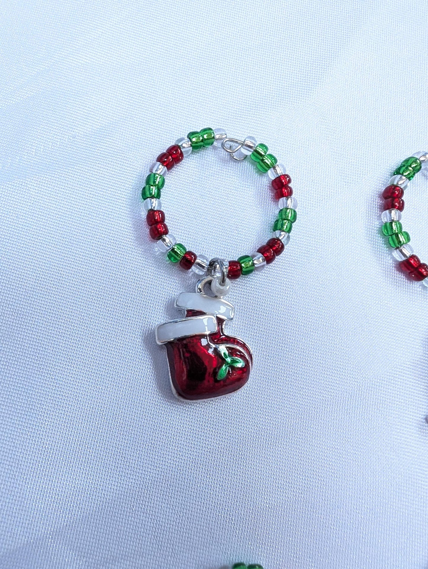 Christmas Themed Wine Glass Charms - Festive Drinks Markers