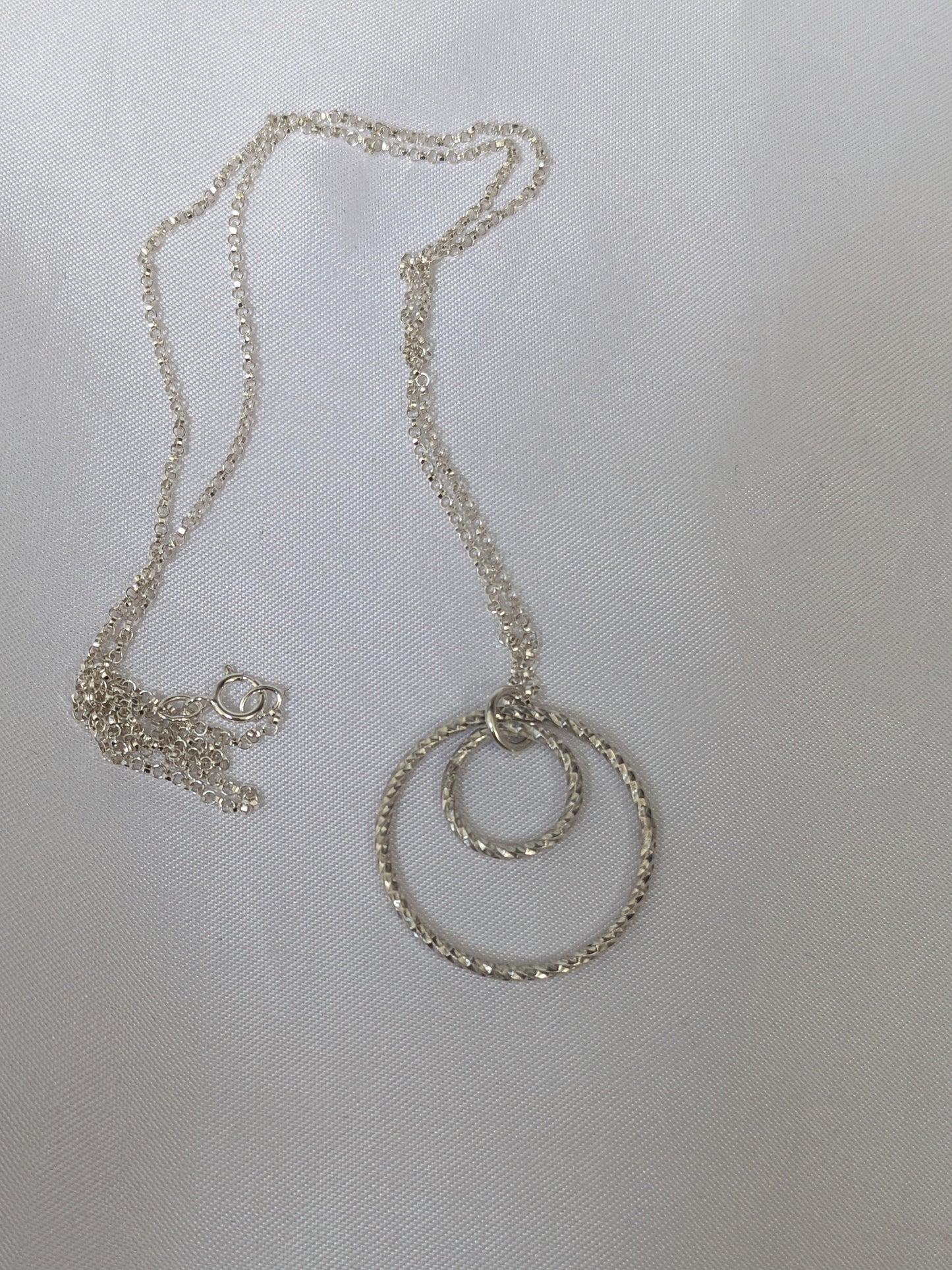 Sterling silver thick geometric double circle necklace, 20" chain, sterling silver jewelry, handmade gift for silver lover, gift for wife