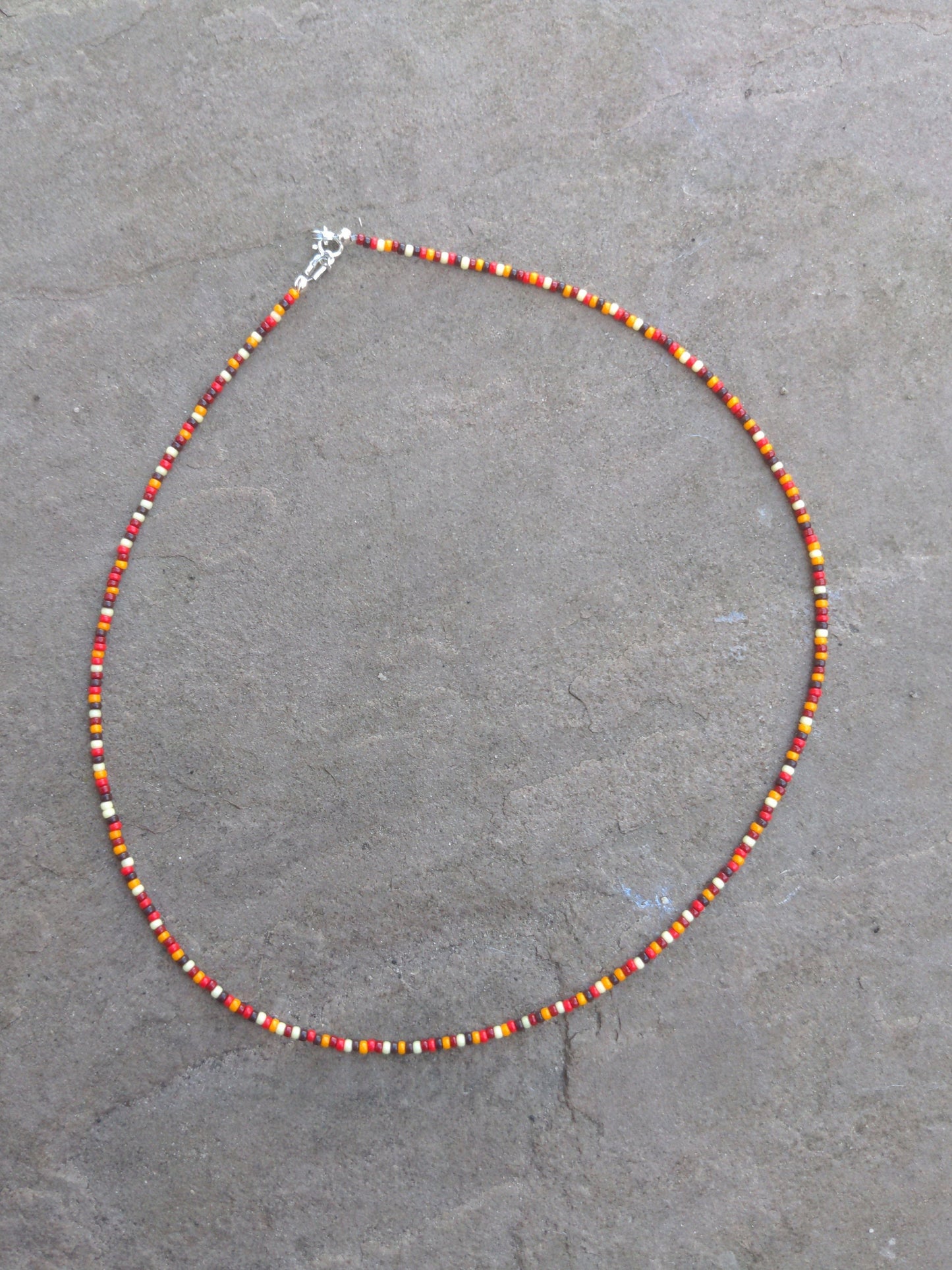Autumnal tiny seed beaded layering necklace, minimal necklace, bright autumn tones
