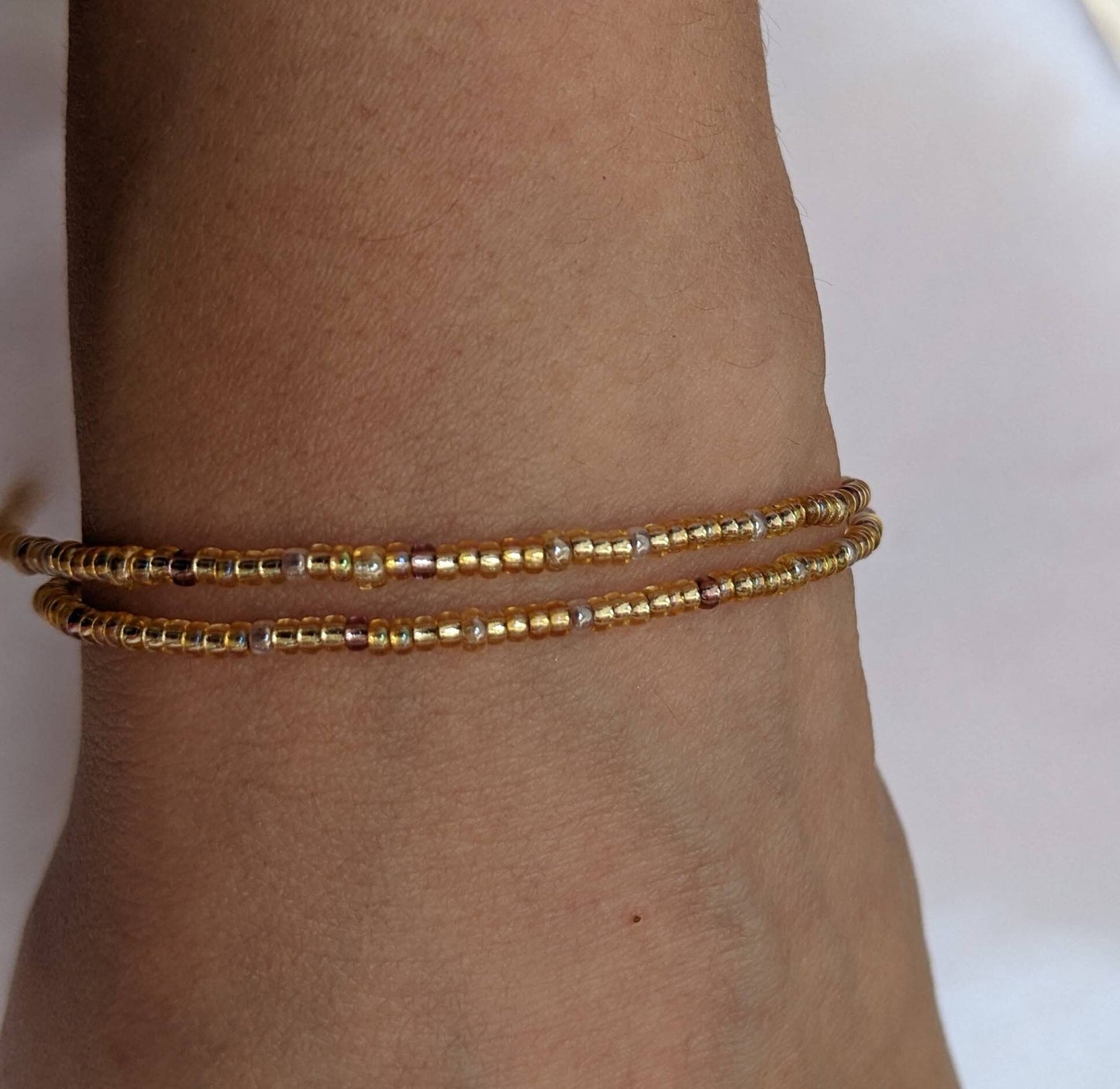 Gold Colour Tiny Bead Necklace | Layering Dainty Bead Pretty Necklace