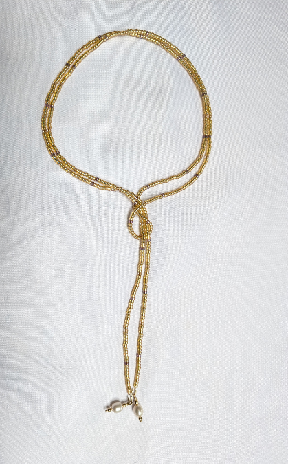 Handmade long beaded Lariat style necklace | Clasp free Y necklace