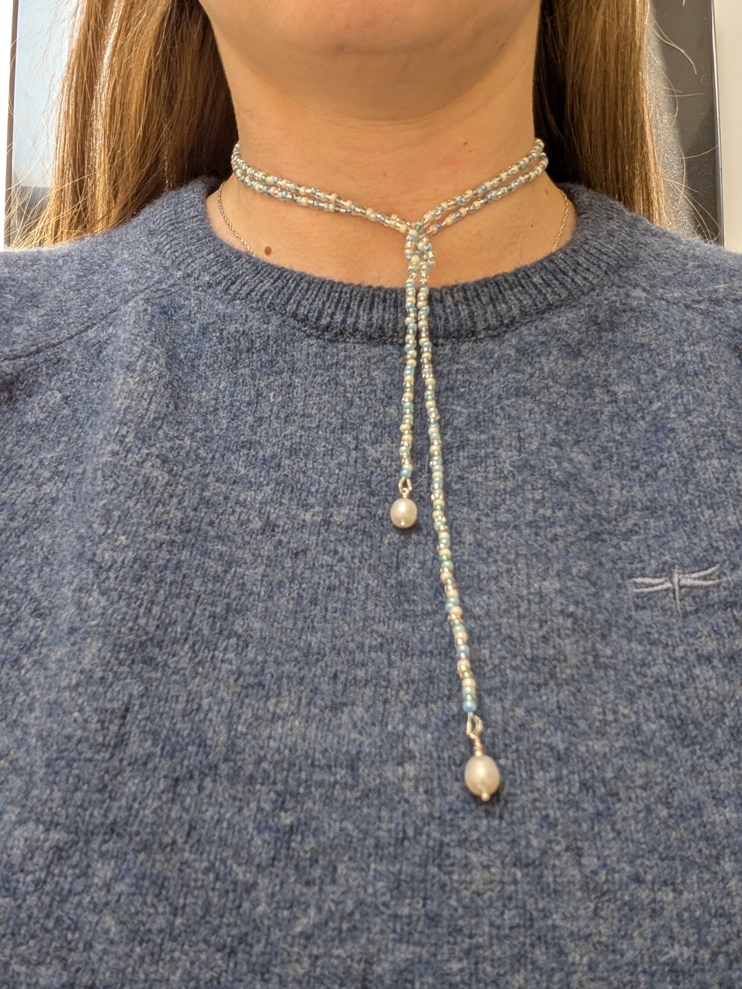 Handmade long beaded Lariat style necklace | Clasp free Y necklace