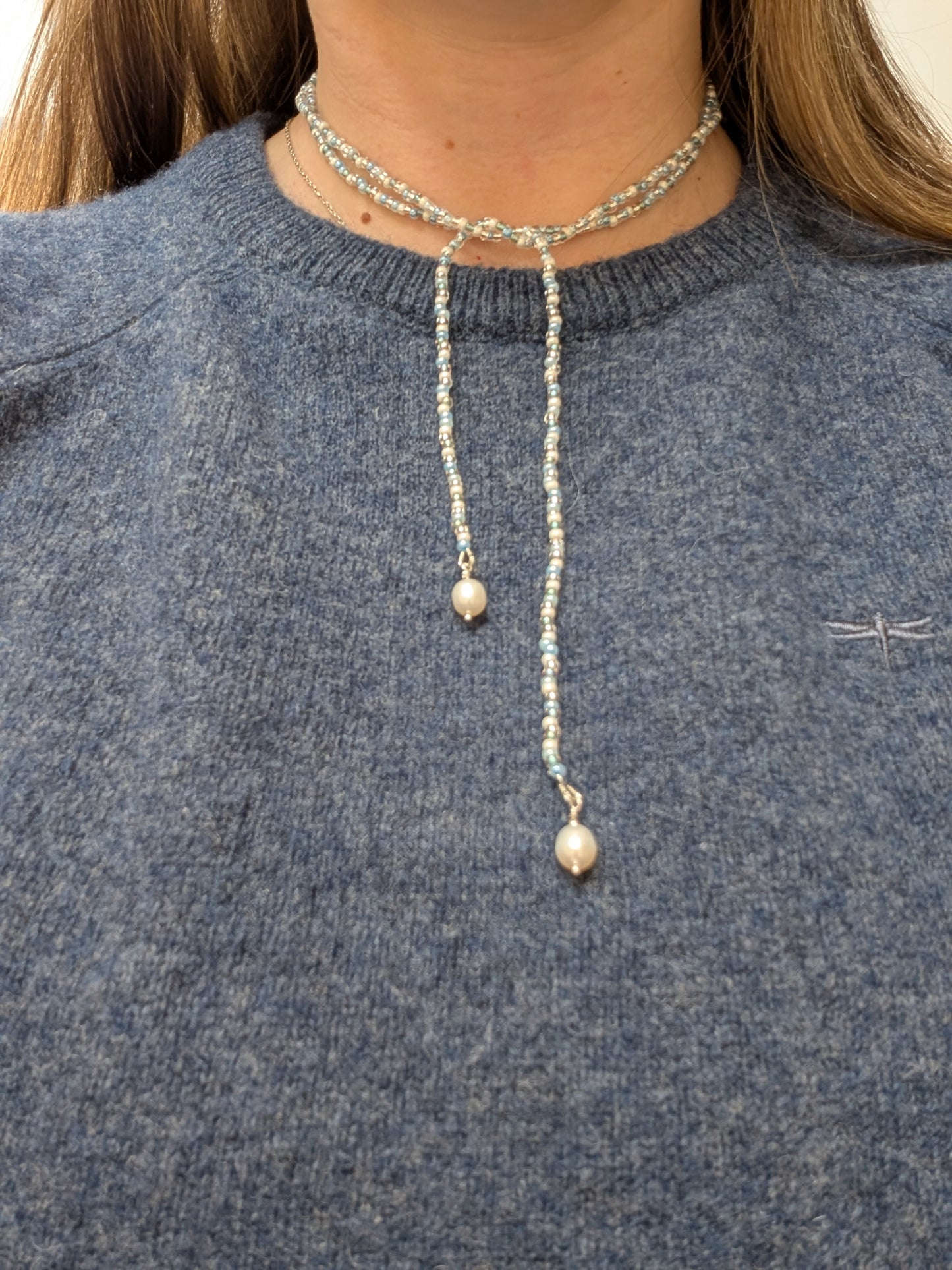 Handmade long beaded Lariat style necklace | Clasp free Y necklace