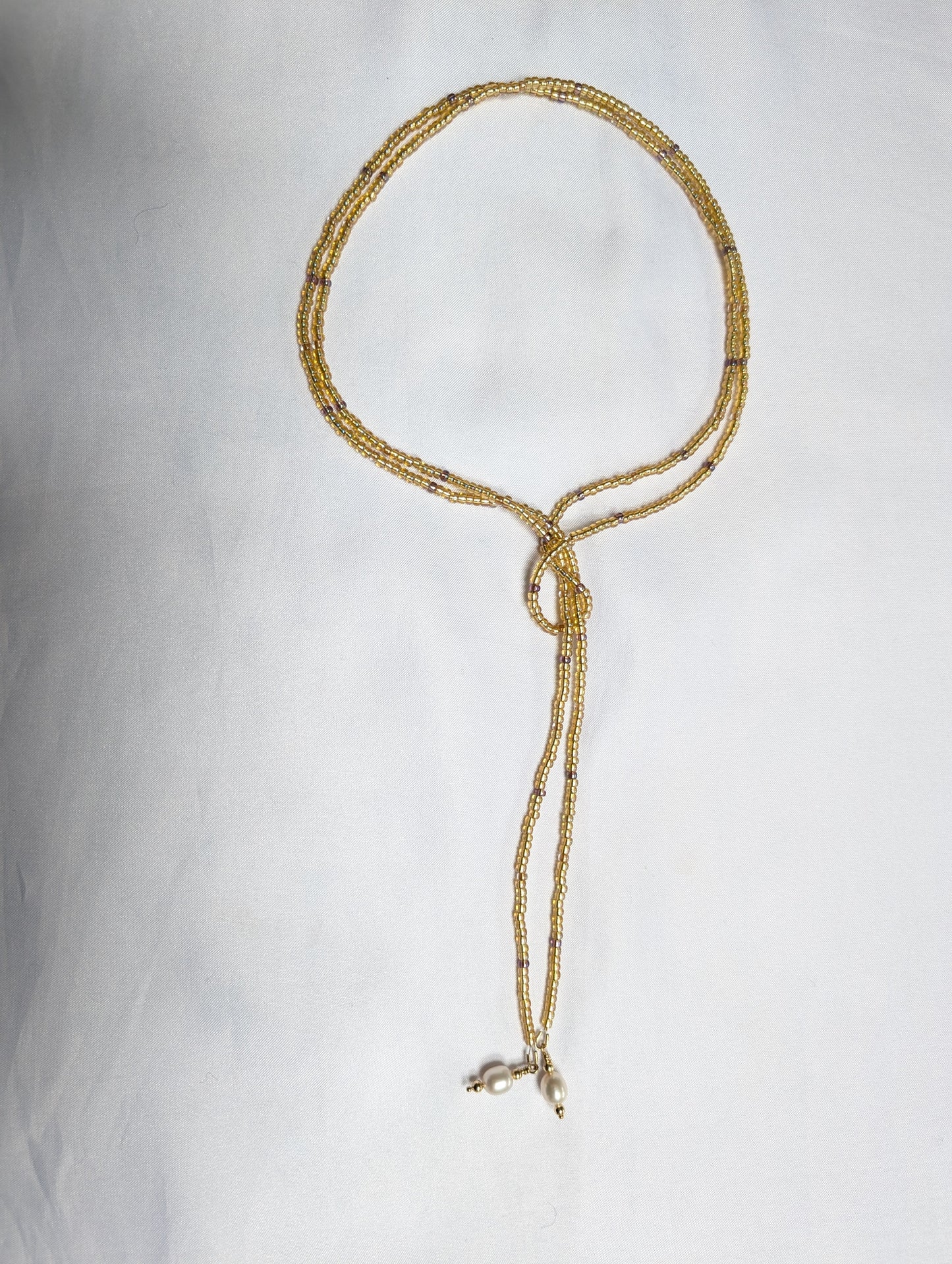 Handmade long beaded Lariat style necklace | Clasp free Y necklace