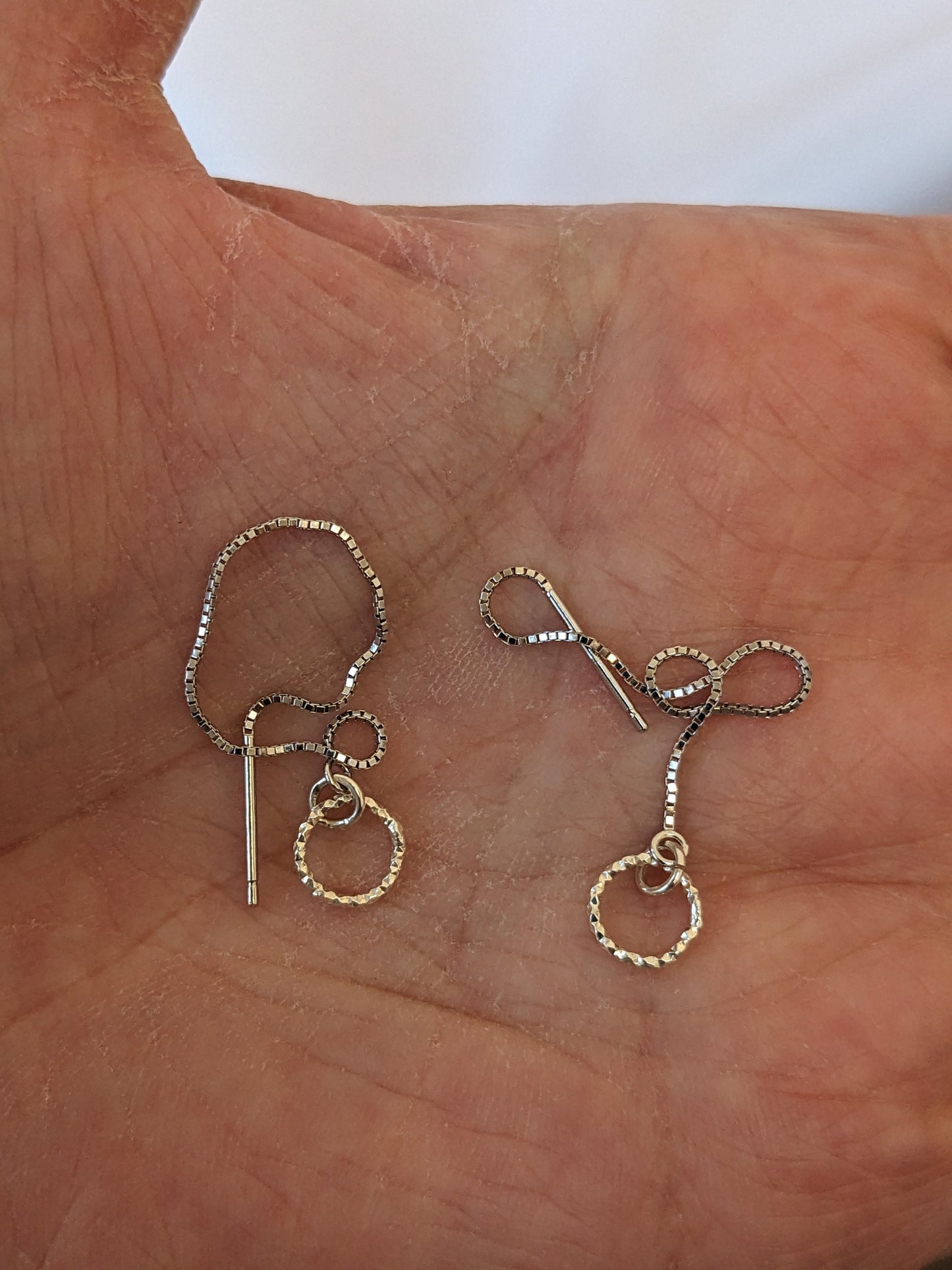 Sterling Silver Threader Earrings | Thread through Earrings with Sparkly Circle Charm