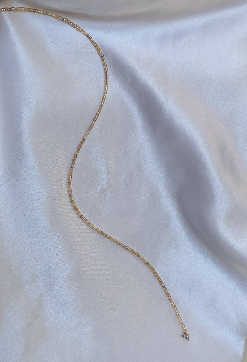 Gold Colour Tiny Bead Necklace | Layering Dainty Bead Pretty Necklace