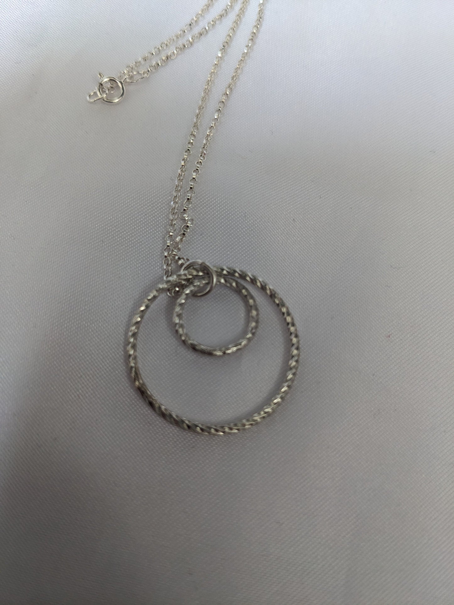 Sterling silver thick geometric double circle necklace, 20" chain, sterling silver jewelry, handmade gift for silver lover, gift for wife