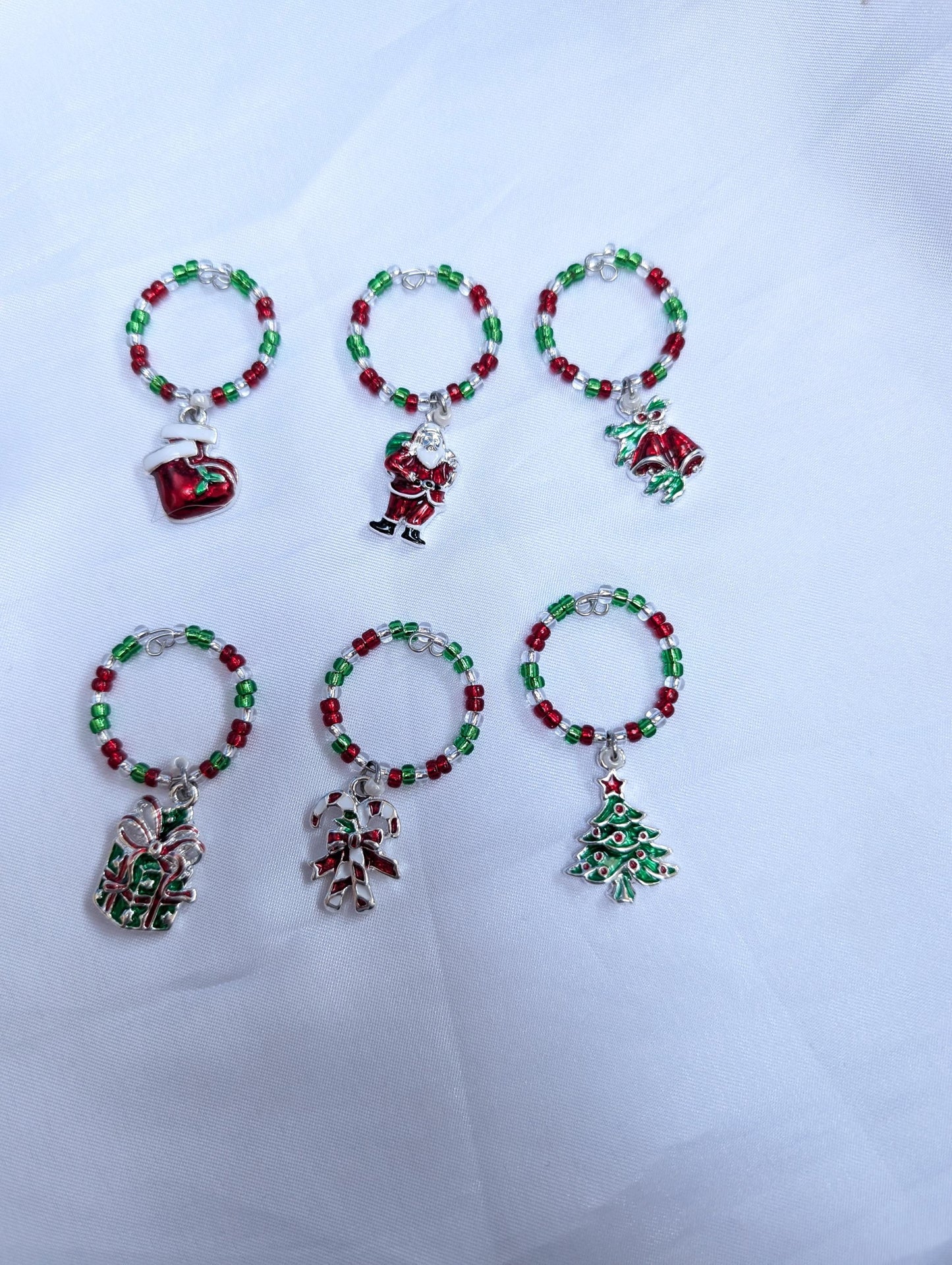 Christmas Themed Wine Glass Charms - Festive Drinks Markers