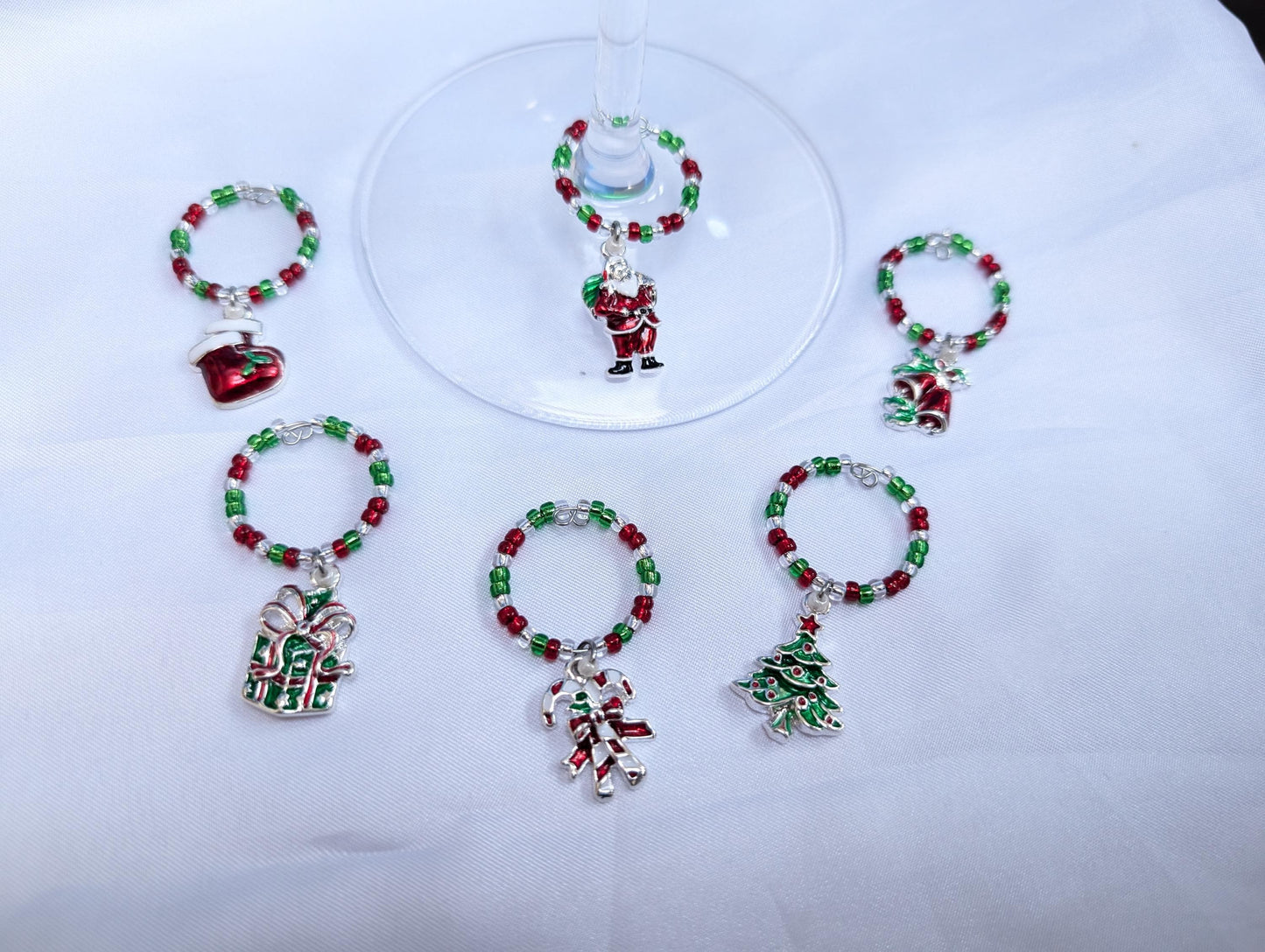 Christmas Themed Wine Glass Charms - Festive Drinks Markers