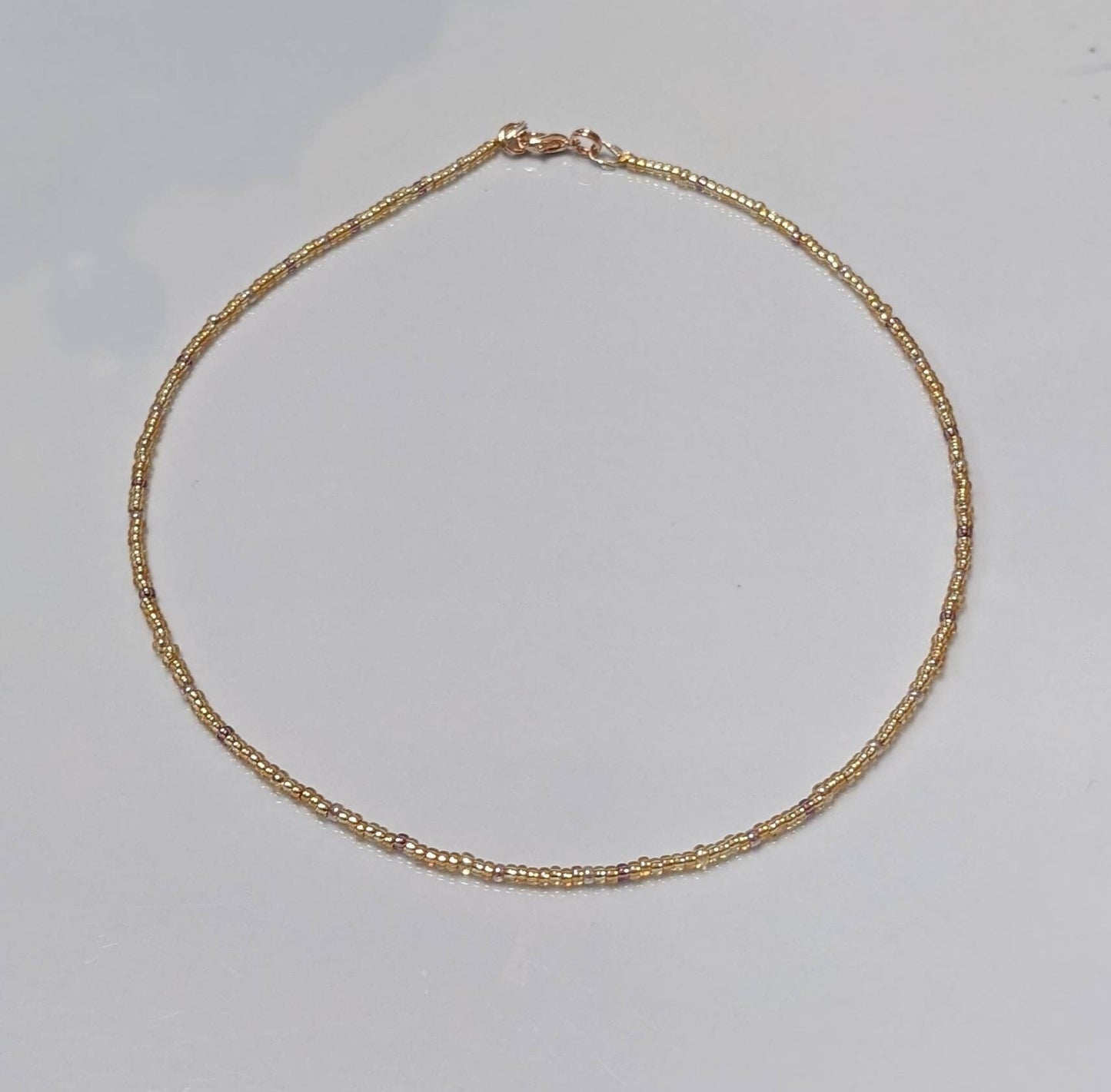 Gold Colour Tiny Bead Necklace | Layering Dainty Bead Pretty Necklace