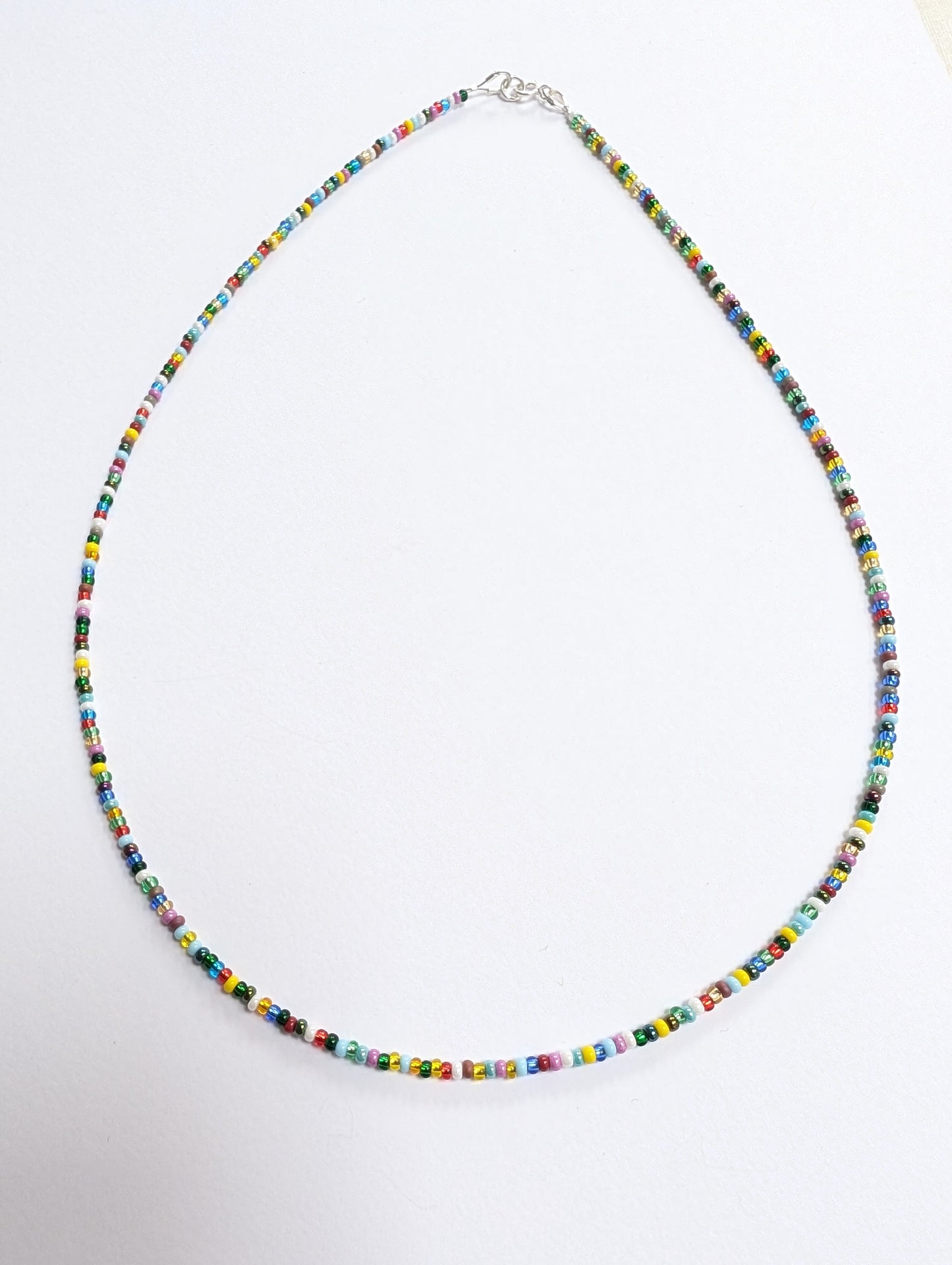 Multicoloured Dainty Seed Bead Necklace | Colourful Layering Necklace