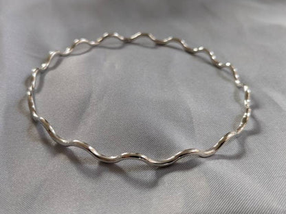 Handmade Sterling Silver Wavy Bangle | Decorative Stacking Bangle