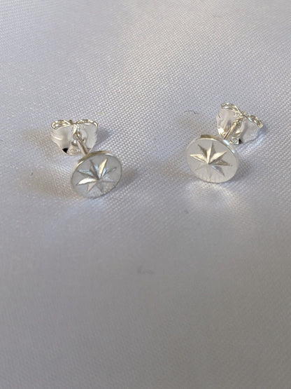 Sterling Silver 8 Point Star Stud Earrings