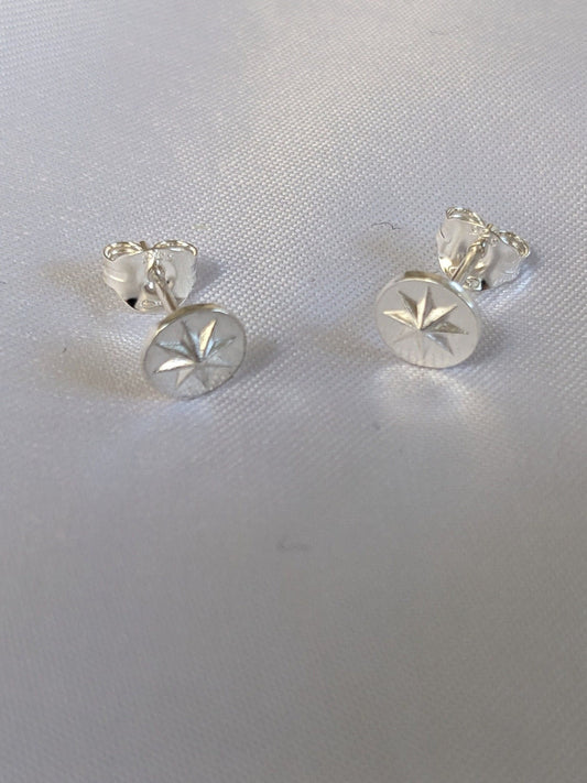 Sterling Silver 8 Point Star Stud Earrings