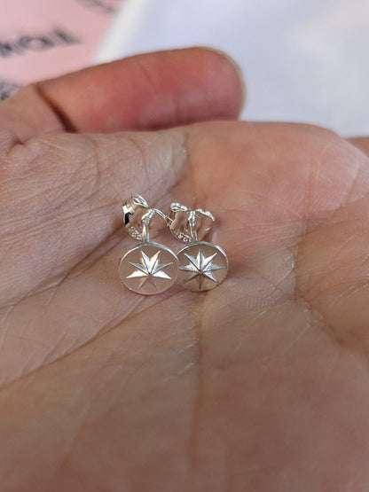 Sterling Silver 8 Point Star Stud Earrings