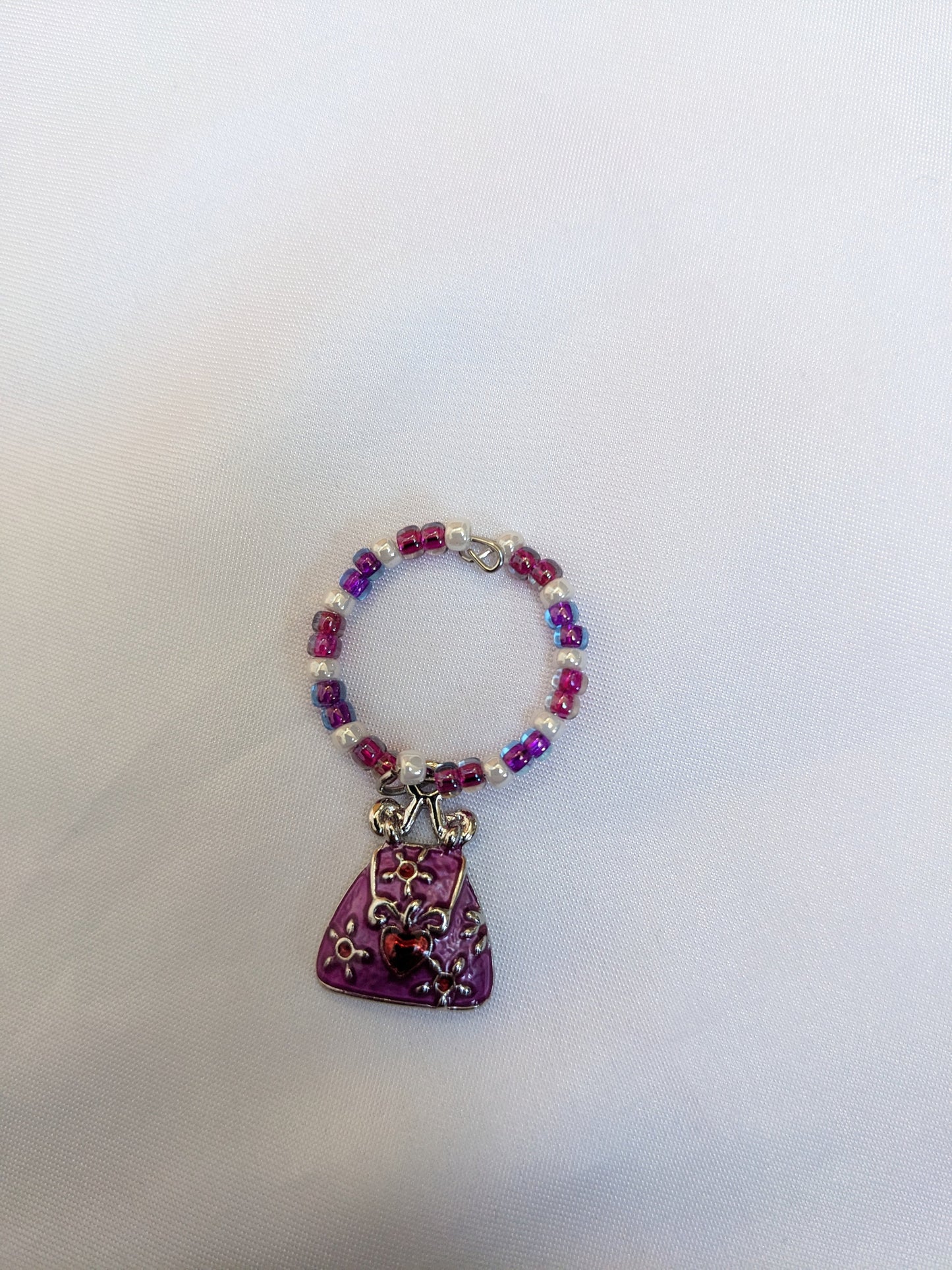 6 Girls Night Out themed pink purple beaded wine glass charms
