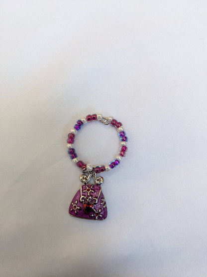 6 Girls Night Out themed pink purple beaded wine glass charms
