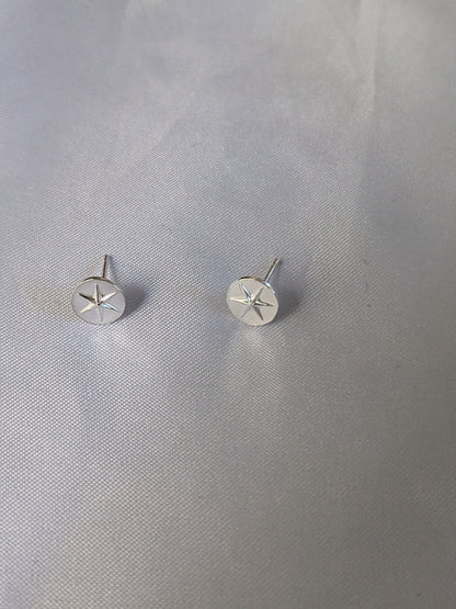 Sterling Silver Handmade Star Stud Earrings