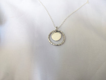 Sterling Silver Personalised Pendant Charm Necklace | Handmade Initial in a Circle Pendant