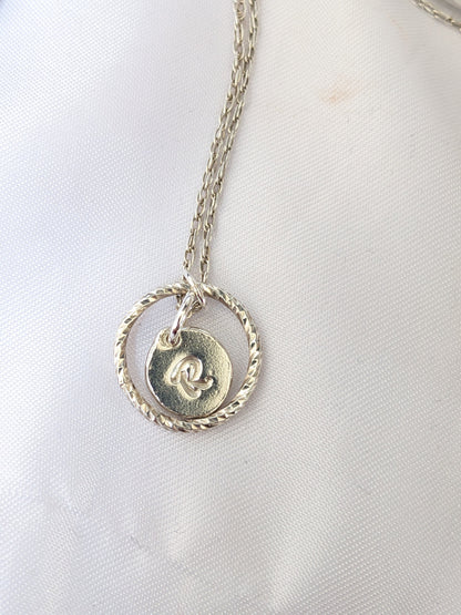 Sterling Silver Personalised Pendant Charm Necklace | Handmade Initial in a Circle Pendant