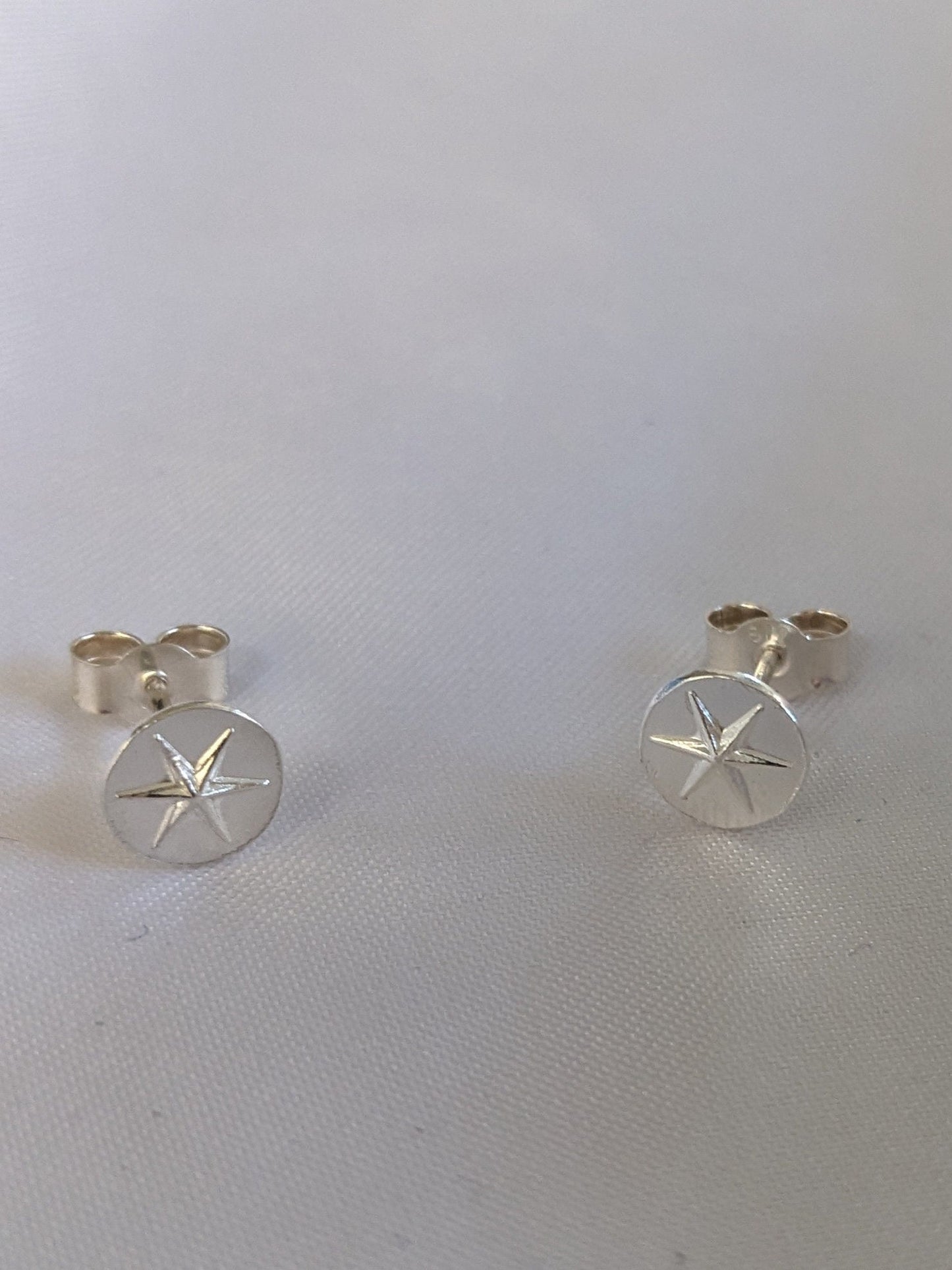 Sterling Silver Handmade Star Stud Earrings