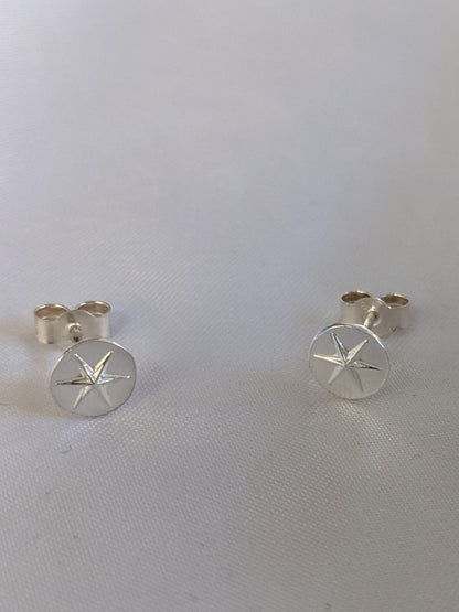 Sterling Silver Handmade Star Stud Earrings