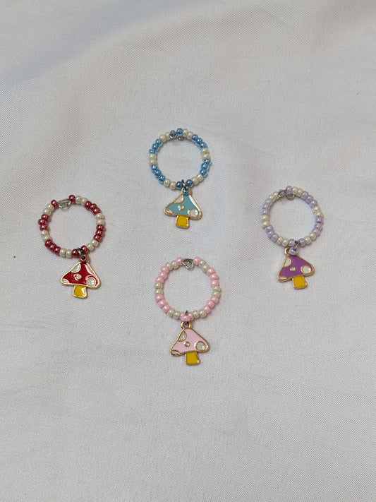 4 Toadstool Wine Glass Charms | Colourful Mushroom Stemmed Glass Identifiers