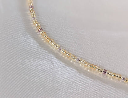 Gold Colour Tiny Bead Necklace | Layering Dainty Bead Pretty Necklace