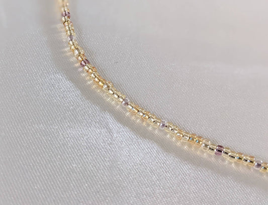 Gold Colour Tiny Bead Necklace | Layering Dainty Bead Pretty Necklace