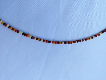 Dainty beaded layering necklace | Orange Tone 2mm Glass Beads