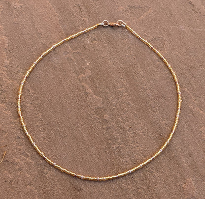 Gold Colour Tiny Bead Necklace | Layering Dainty Bead Pretty Necklace
