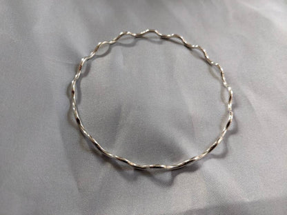 Handmade Sterling Silver Wavy Bangle | Decorative Stacking Bangle