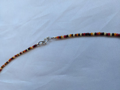 Dainty beaded layering necklace | Orange Tone 2mm Glass Beads