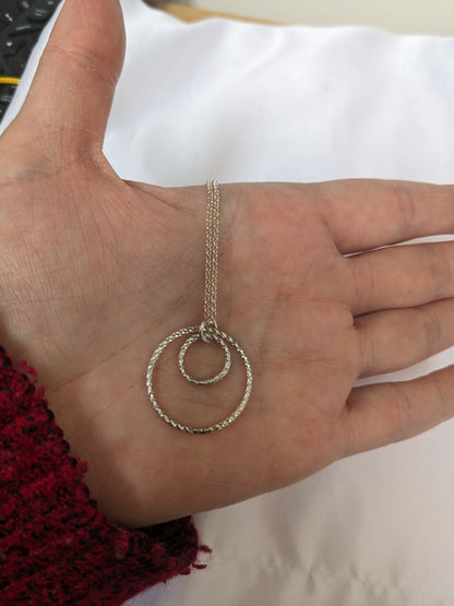 Sterling Silver Thick Geometric Double Circle Handmade Pendant