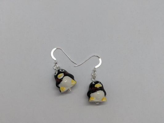 Penguin Earrings, Christmas jewellery, Winter Earrings, penguin jewellery, Earrings for a penguin lover gift, silver hooks, surgical steel